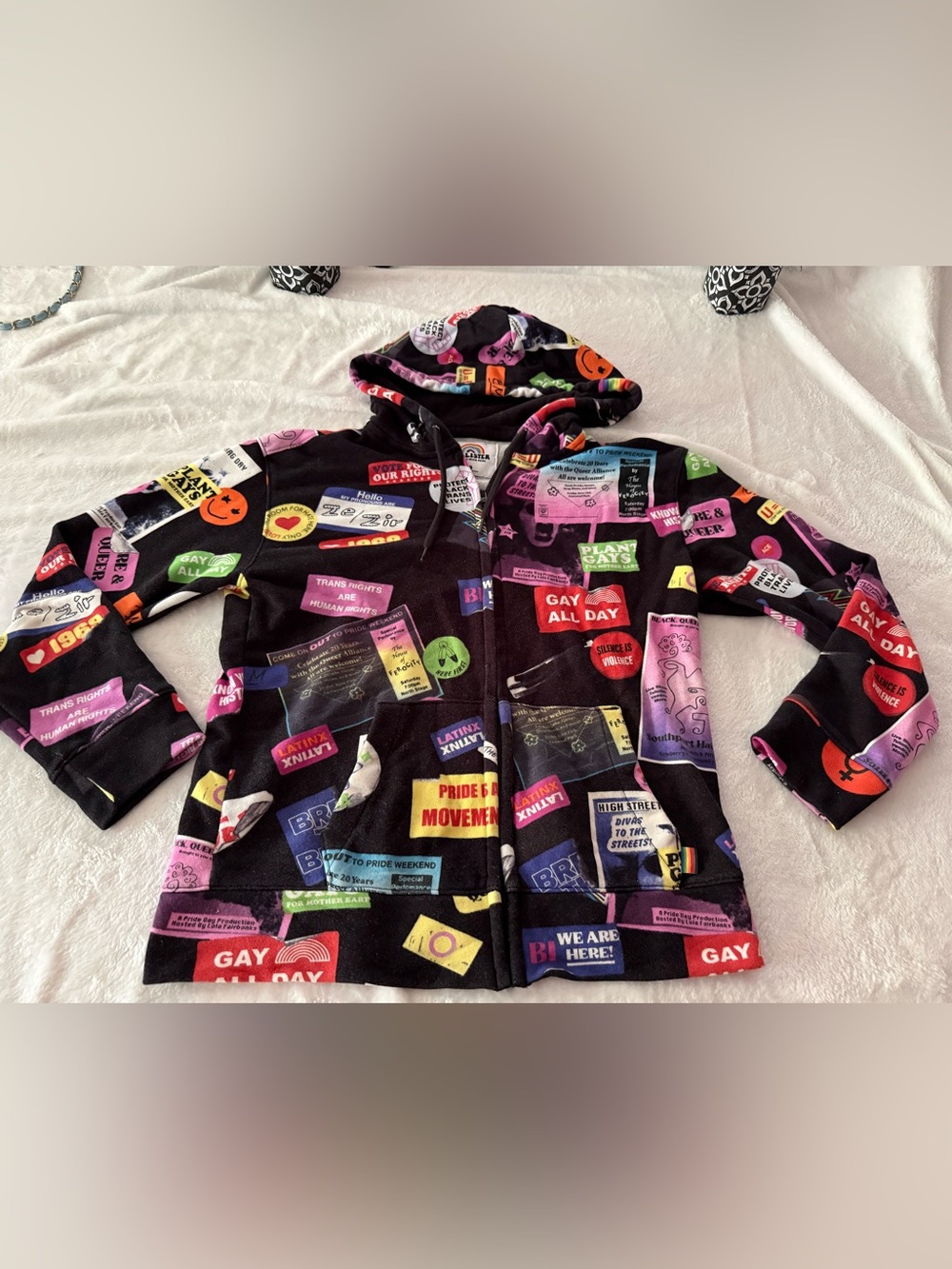 HOLLISTER Rainbow LGBTQ+ Gay Pride Full Zip Unisex Hoodie BLM Trans Jacket S